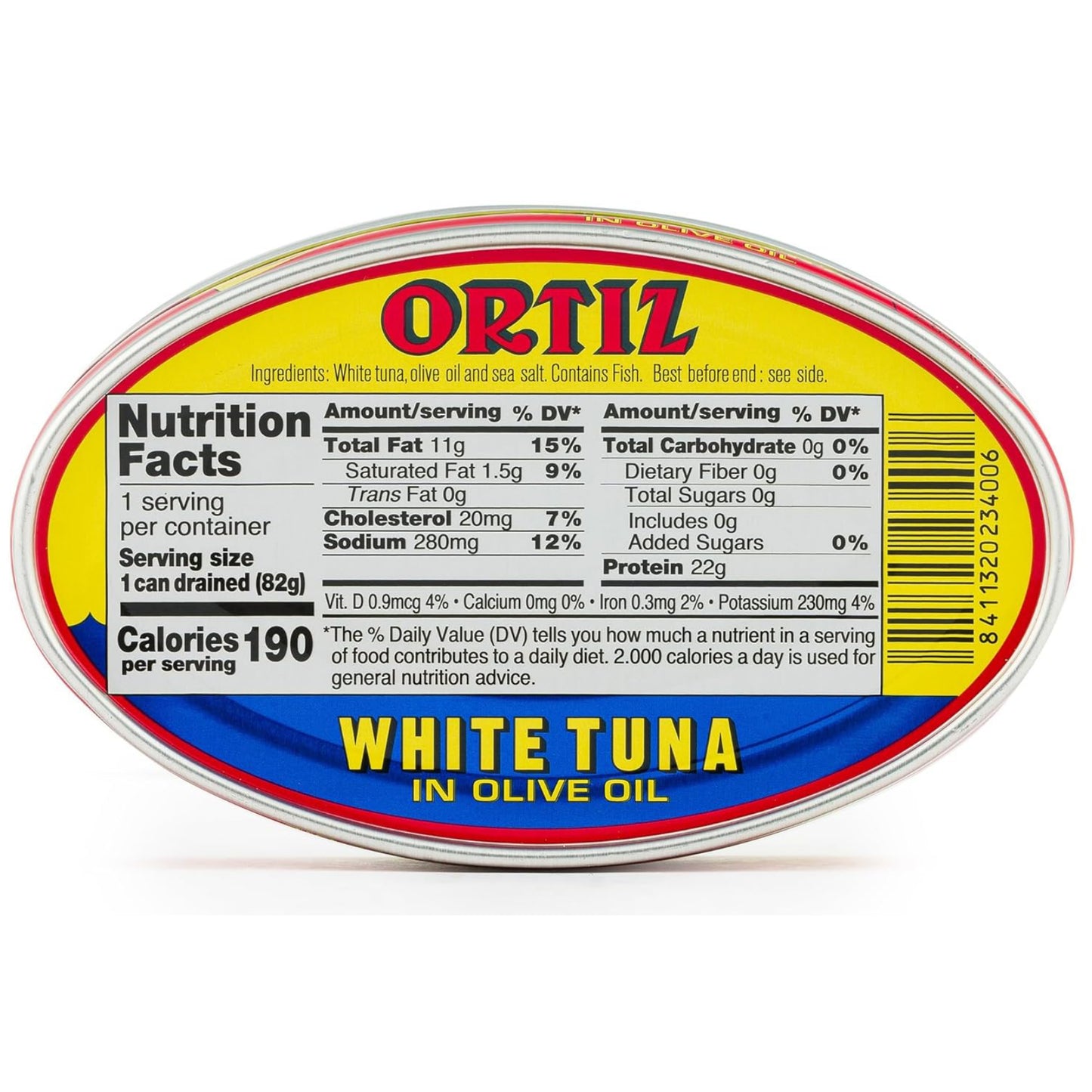 Ortiz White Tuna in Olive Oil nutritional
