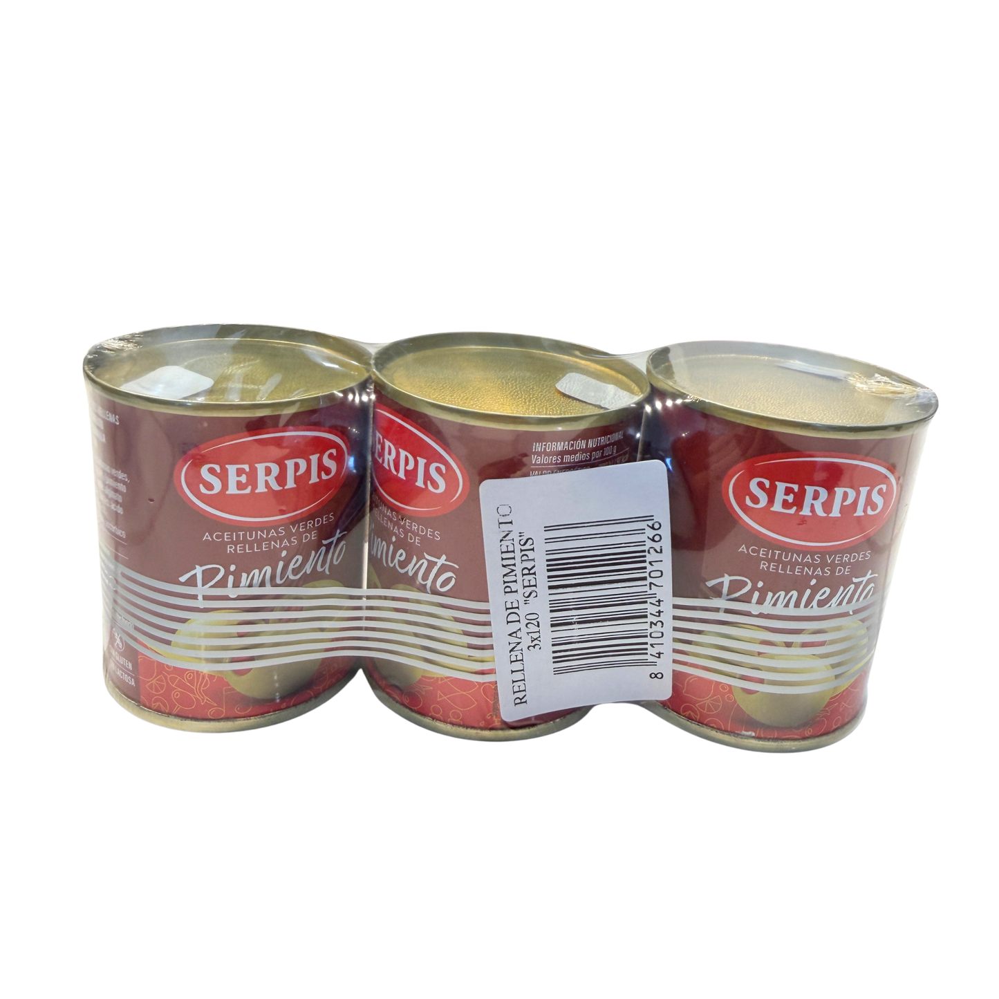 Serpis Green Olives Stuffed with Red Peppers – 3 Pack