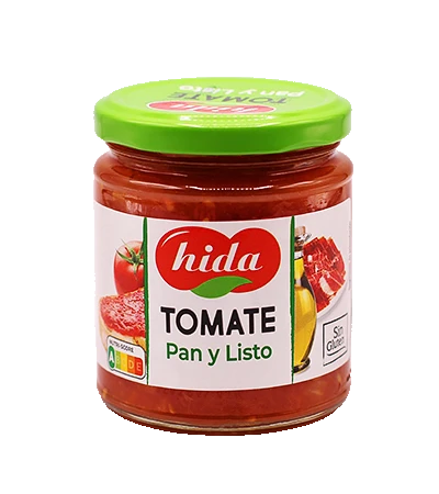 HIDA Pan y Listo grated tomato spread made with the best variety of fresh tomatoes, no additives