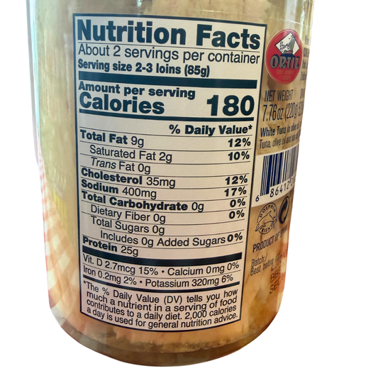 Ortiz White Tuna in Olive Oil Jar – 7.76 oz (220g)