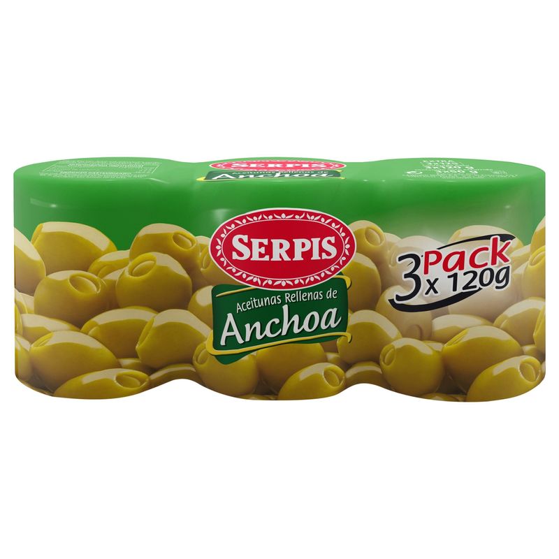 Serpis Green Olives Stuffed with Anchovies – 3 Pack